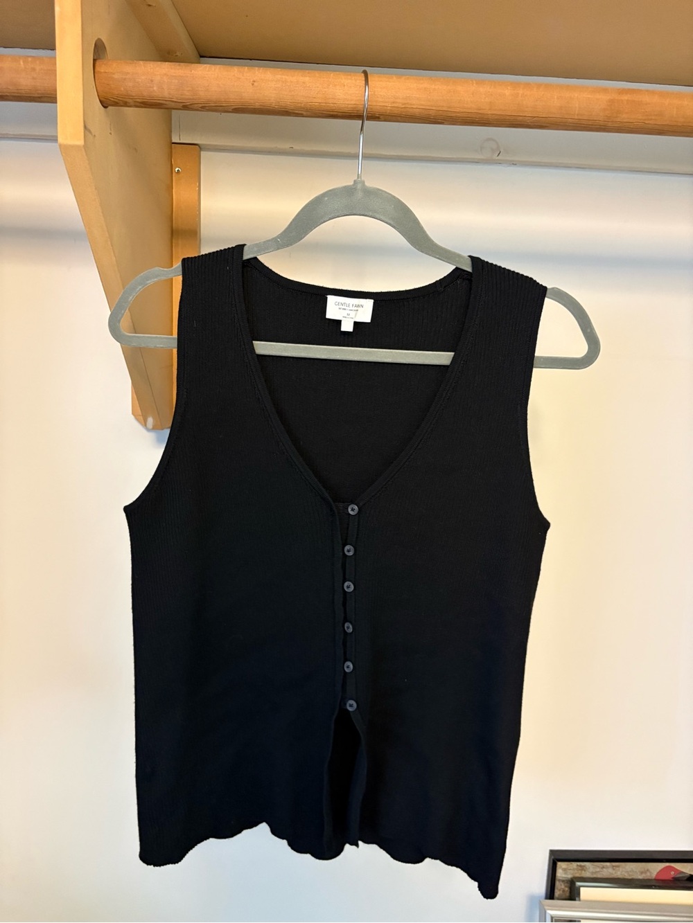 Gentle Fawn Black Ribbed Button-Front Tank